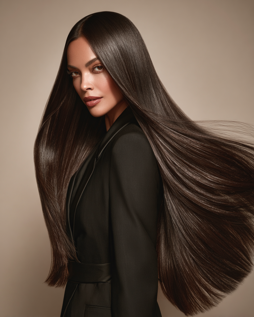 CALERTO long human hair extensions flowing in elegant motion