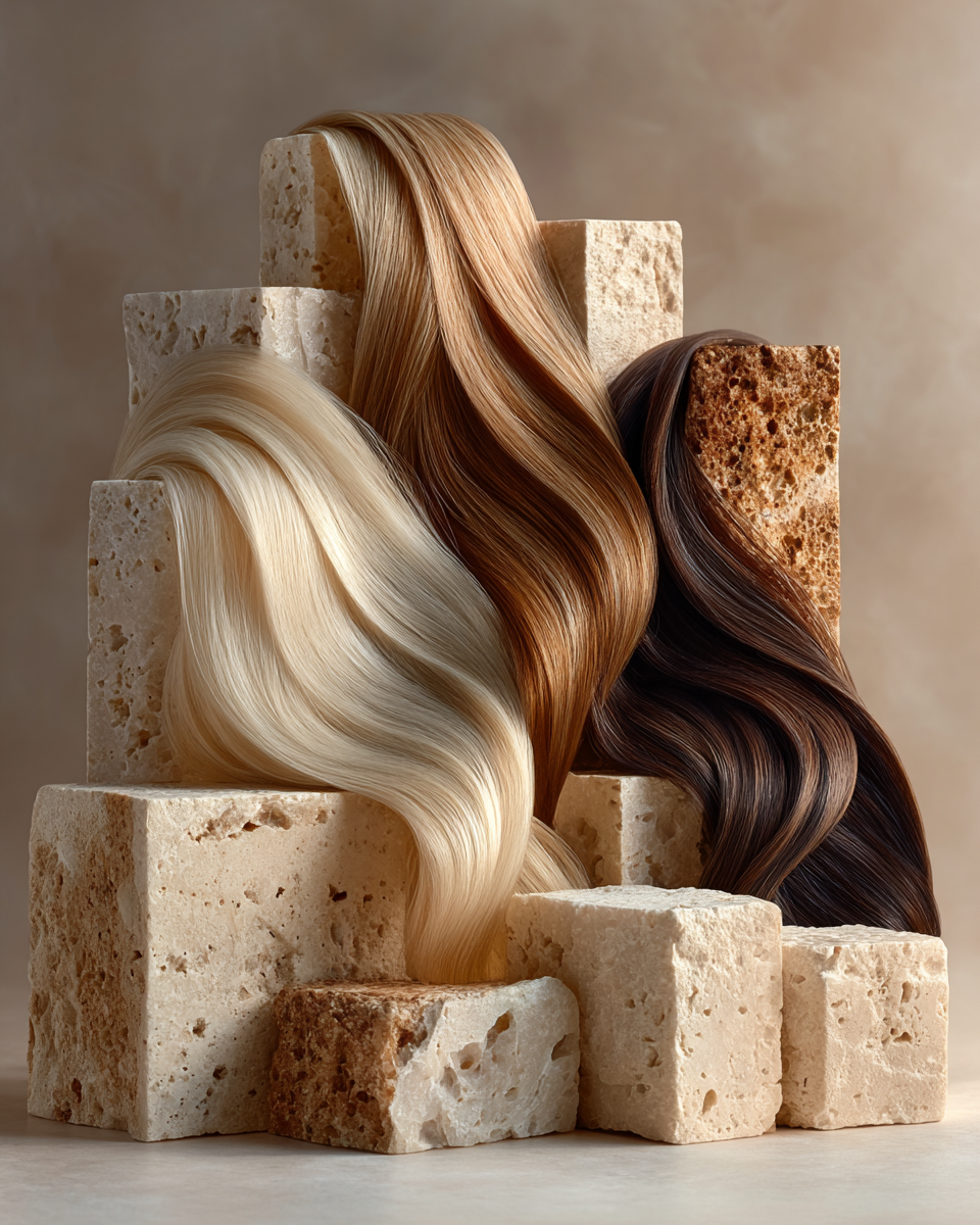 CALERTO premium human hair extension shade selection in blonde brown and deep dark tones